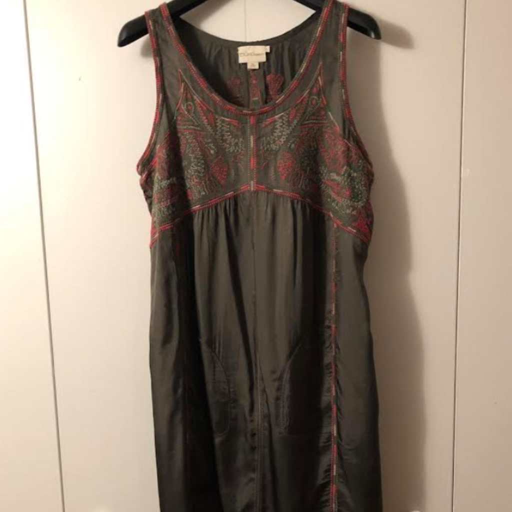 Dkny Pure Silk Embroidered Dress